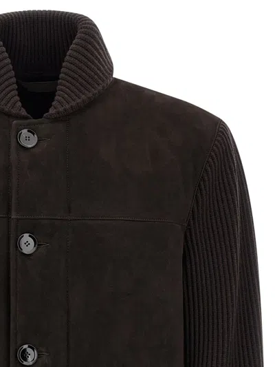 Brioni Suede Bomber Jacket In Multi