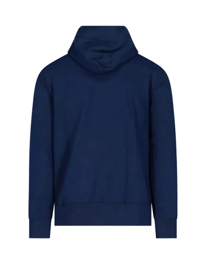 Polo Ralph Lauren Drawstring Hood Sweatshirt With V-shaped Insert In Blue