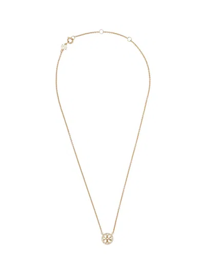 Tory Burch Golden Logo Pendant Necklace In Gold