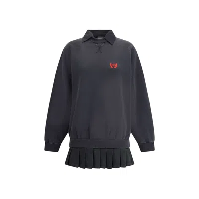 Balenciaga Black Cotton Casual Women's Dress In Gray