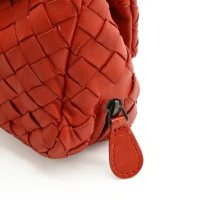 Pre-owned Bottega Veneta Intrecciato Red Color Leather Clutch Bag Pochette Shoulder Bag ()