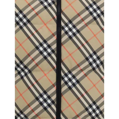 Burberry Beige Sleeveless Reversible Down Jacket With High Neck And All-over Check Motif In Tech Fabric Man In Neutral