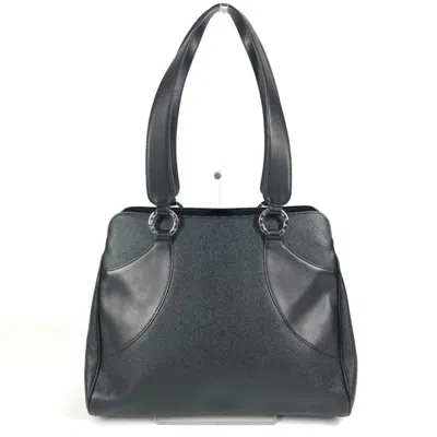 Pre-owned Bvlgari Black Blue Leather Shoulder Bag Tote Bag () In Multi