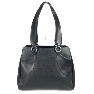 Pre-owned Bvlgari Black Blue Leather Shoulder Bag Tote Bag () In Multi