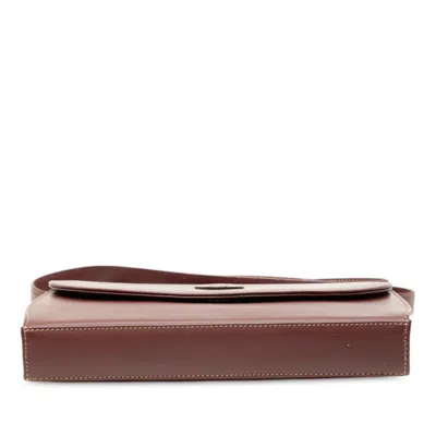 Pre-owned Cartier Bordeaux Wine Red Leather Shoulder Bag () In Burgundy