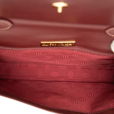 Pre-owned Cartier Bordeaux Wine Red Leather Shoulder Bag () In Burgundy