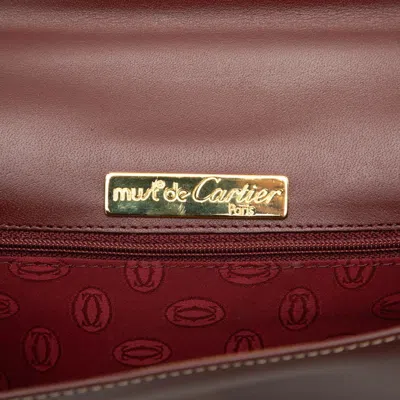 Pre-owned Cartier Bordeaux Wine Red Leather Shoulder Bag () In Burgundy