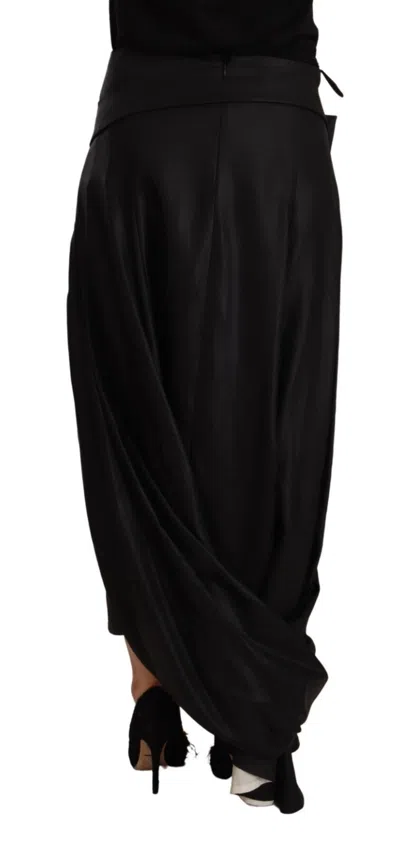 Pre-owned Celine Acetate Black High Waist Wrap Style Asymmetric Women's Skirt ()
