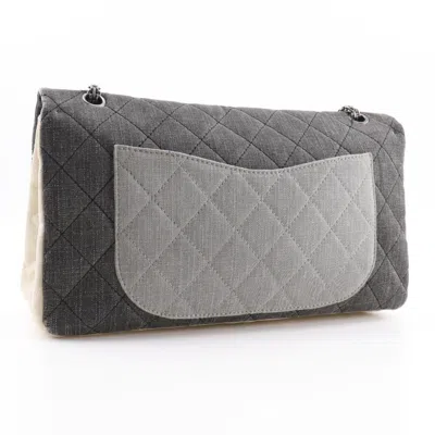 Pre-owned Chanel Beige Black Denim Shoulder Bag () In Multi