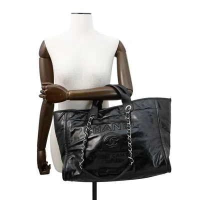 Pre-owned Chanel Black Leather Tote Bag ()