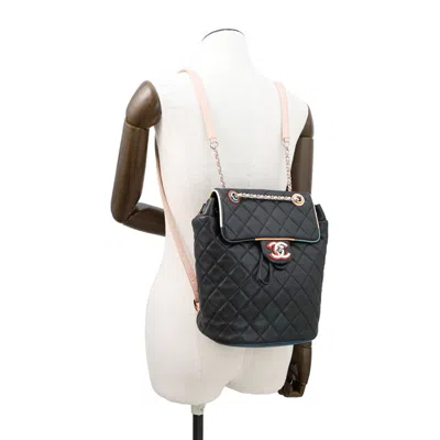 Pre-owned Chanel Black Multi-color Leather Backpack ()