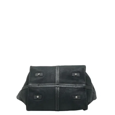 Pre-owned Chanel Camellia Black Green Grained Calfskin Tote Bag () In Multi