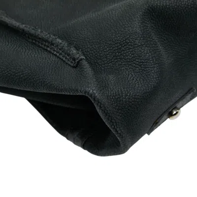 Pre-owned Chanel Camellia Black Green Grained Calfskin Tote Bag () In Multi