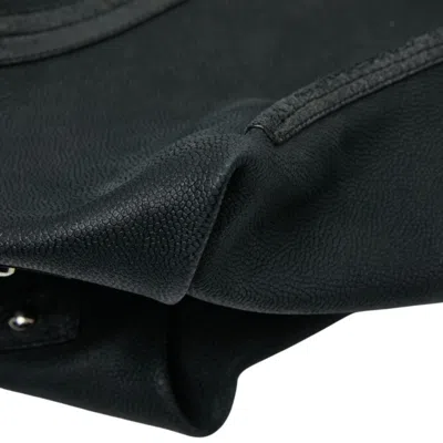 Pre-owned Chanel Camellia Black Green Grained Calfskin Tote Bag () In Multi