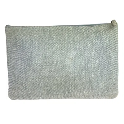 Pre-owned Chanel Gray Canvas Clutch Bag Pouch ()