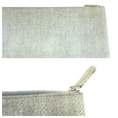 Pre-owned Chanel Gray Canvas Clutch Bag Pouch ()