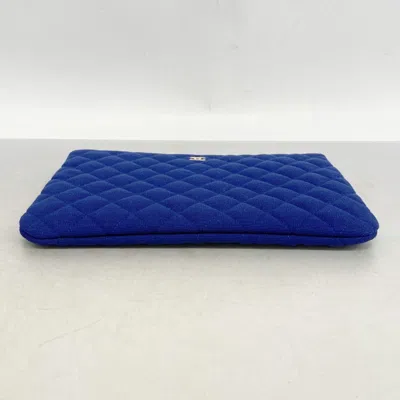 Pre-owned Chanel Navy Cotton Clutch Bag () In Blue