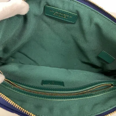 Pre-owned Chanel Navy Cotton Clutch Bag () In Blue