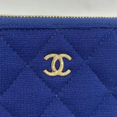 Pre-owned Chanel Navy Cotton Clutch Bag () In Blue