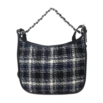 Pre-owned Chanel Navy White Cotton Shoulder Bag () In Multi