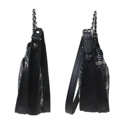 Pre-owned Chanel Navy White Cotton Shoulder Bag () In Multi