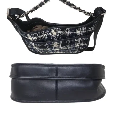 Pre-owned Chanel Navy White Cotton Shoulder Bag () In Multi