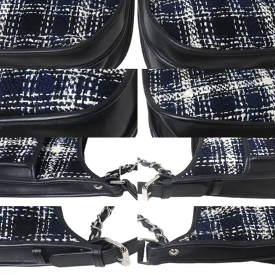 Pre-owned Chanel Navy White Cotton Shoulder Bag () In Multi