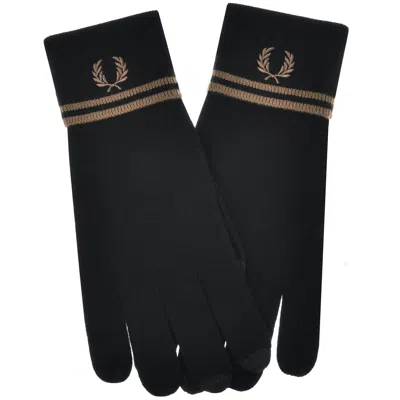 Fred Perry Merino Wool Gloves Black In Black