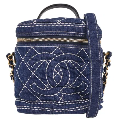 Pre-owned Chanel Vanity Case Quilted Denim Blue Denim_jeans Handbag ()