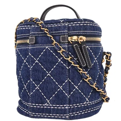 Pre-owned Chanel Vanity Case Quilted Denim Blue Denim_jeans Handbag ()