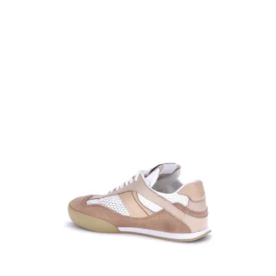 Chloé Beige Calf Leather Bos Taurus Low Top Women's Sneakers In Brown
