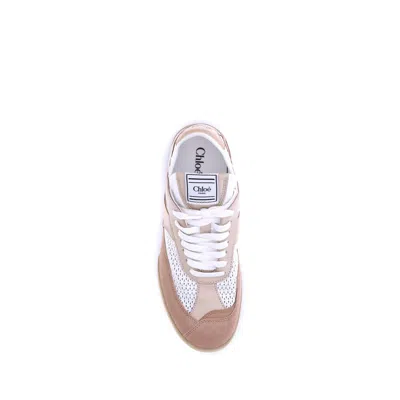 Chloé Beige Calf Leather Bos Taurus Low Top Women's Sneakers In Brown