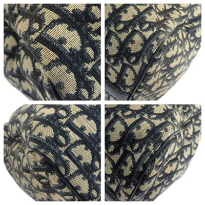 Pre-owned Dior Christian  Beige Navy Canvas Leather Boston Bag Tote Bag () In Multi