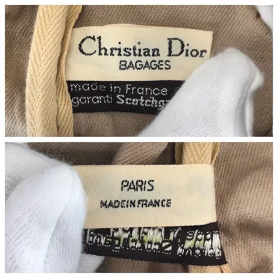 Pre-owned Dior Christian  Beige Navy Canvas Leather Boston Bag Tote Bag () In Multi