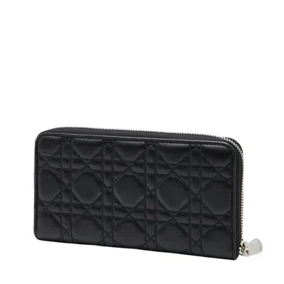 Pre-owned Dior Christian  Black Leather Long Wallet (bi-fold) ()