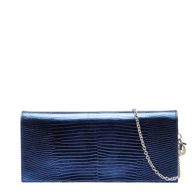 Pre-owned Dior Christian  Metallic Blue Leather Shoulder Bag ()