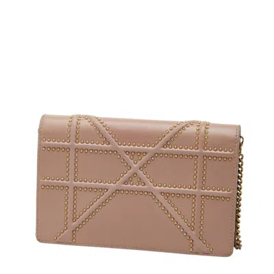 Pre-owned Dior Christian  Pink Beige Leather Shoulder Bag ()