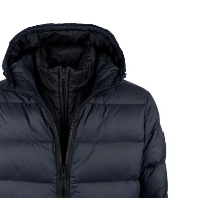 Fay Blue Calandered Poplin Double Front Down Jacket In Blue