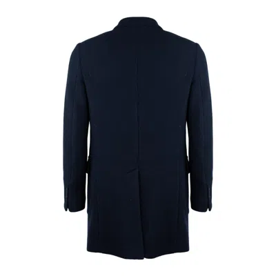 Fay Wool Jersey Double-breasted Coat In Blue