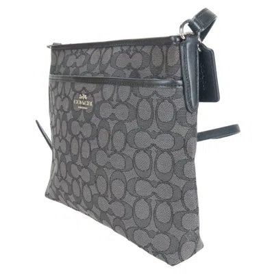 Pre-owned Coach Black Gray Leather Canvas Shoulder Bag () In Multi