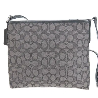 Pre-owned Coach Black Gray Leather Canvas Shoulder Bag () In Multi