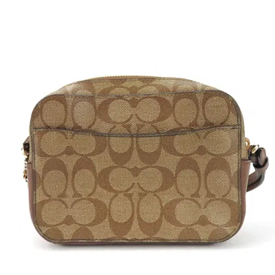 Pre-owned Coach Brown Coated Canvas Leather Pochette Shoulder Bag ()