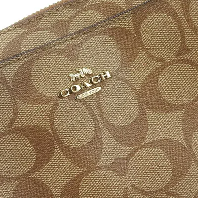 Pre-owned Coach Brown Coated Canvas Leather Pochette Shoulder Bag ()