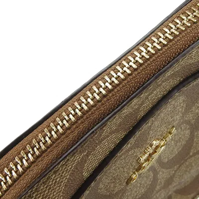 Pre-owned Coach Brown Coated Canvas Leather Pochette Shoulder Bag ()