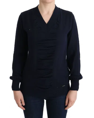 Costume National Blue V-neck Lightweight Jumper Sweater In Blue