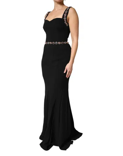 Pre-owned Dolce & Gabbana Black Embellished Sheath Mermaid Gown Women's Dress ()