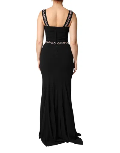 Pre-owned Dolce & Gabbana Black Embellished Sheath Mermaid Gown Women's Dress ()