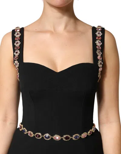 Pre-owned Dolce & Gabbana Black Embellished Sheath Mermaid Gown Women's Dress ()