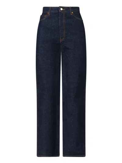 Khaite "delina" Straight Jeans In Blue