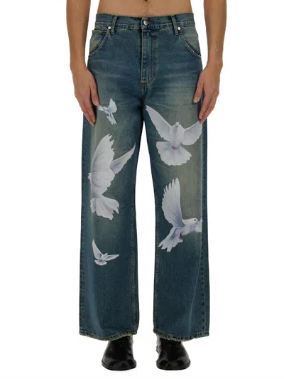 3paradis Freedom Doves Straight-leg Jeans In Blue